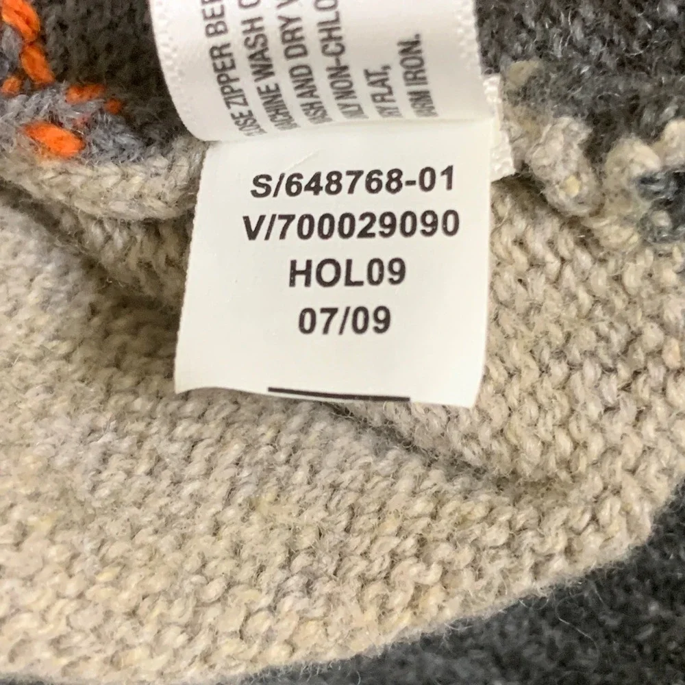 Gap Argyle Sweater Mens XL Gray Beige Full Zip Cotton Wool Blend Y2K Orange